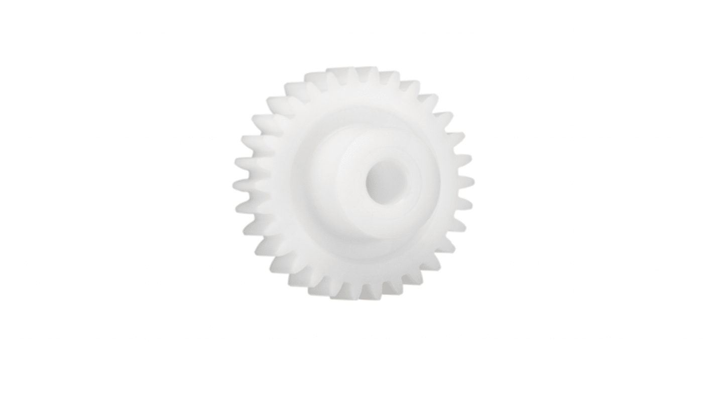 Ingranaggio cilindrico Igus, modulo 1, 30 denti, passo Ø 30mm, semigiunto Ø 15mm, foro Ø 6mm, in Iguform S270