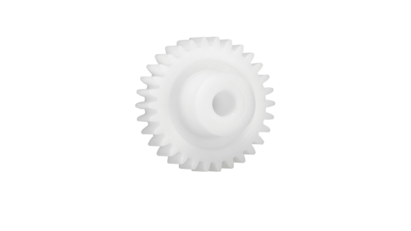 Ingranaggio cilindrico Igus, modulo 1, 36 denti, passo Ø 36mm, semigiunto Ø 18mm, foro Ø 8mm, in Iguform S270