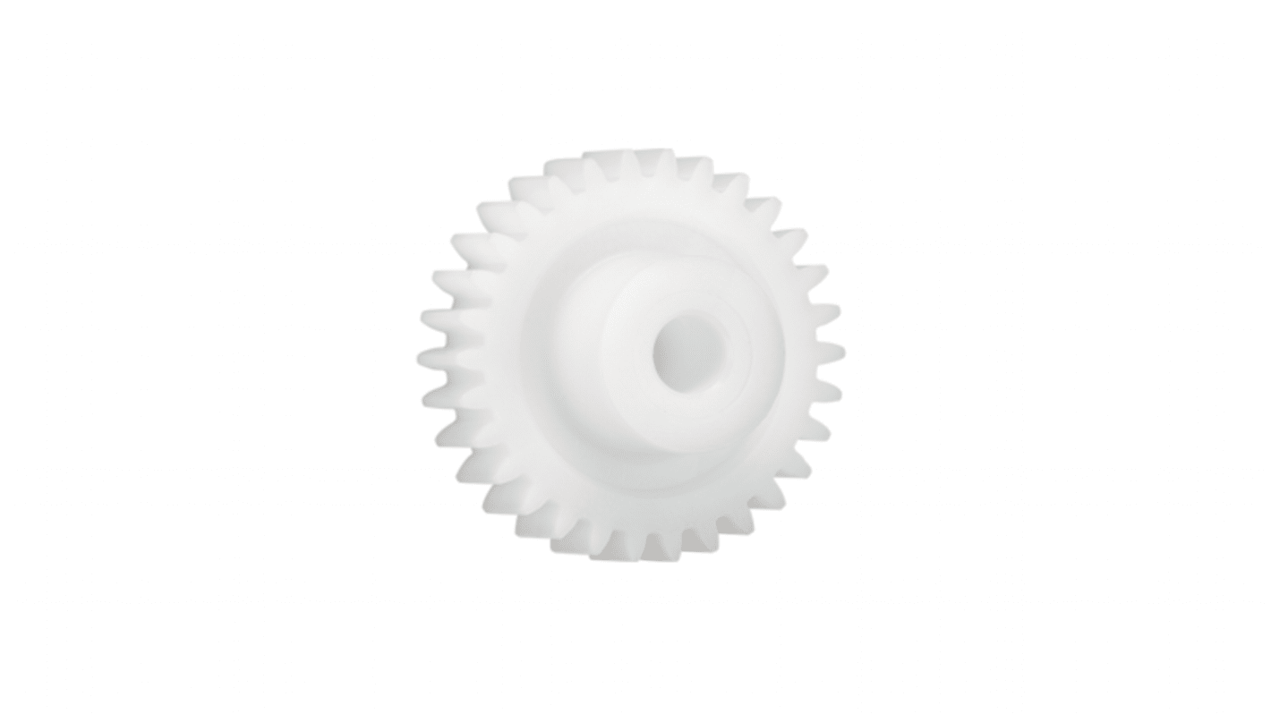 Igus Iguform S270 38 Teeth Spur Gear, 1 Module, 8mm Bore Diam, 38mm Pitch Diam, 18mm Hub Diam