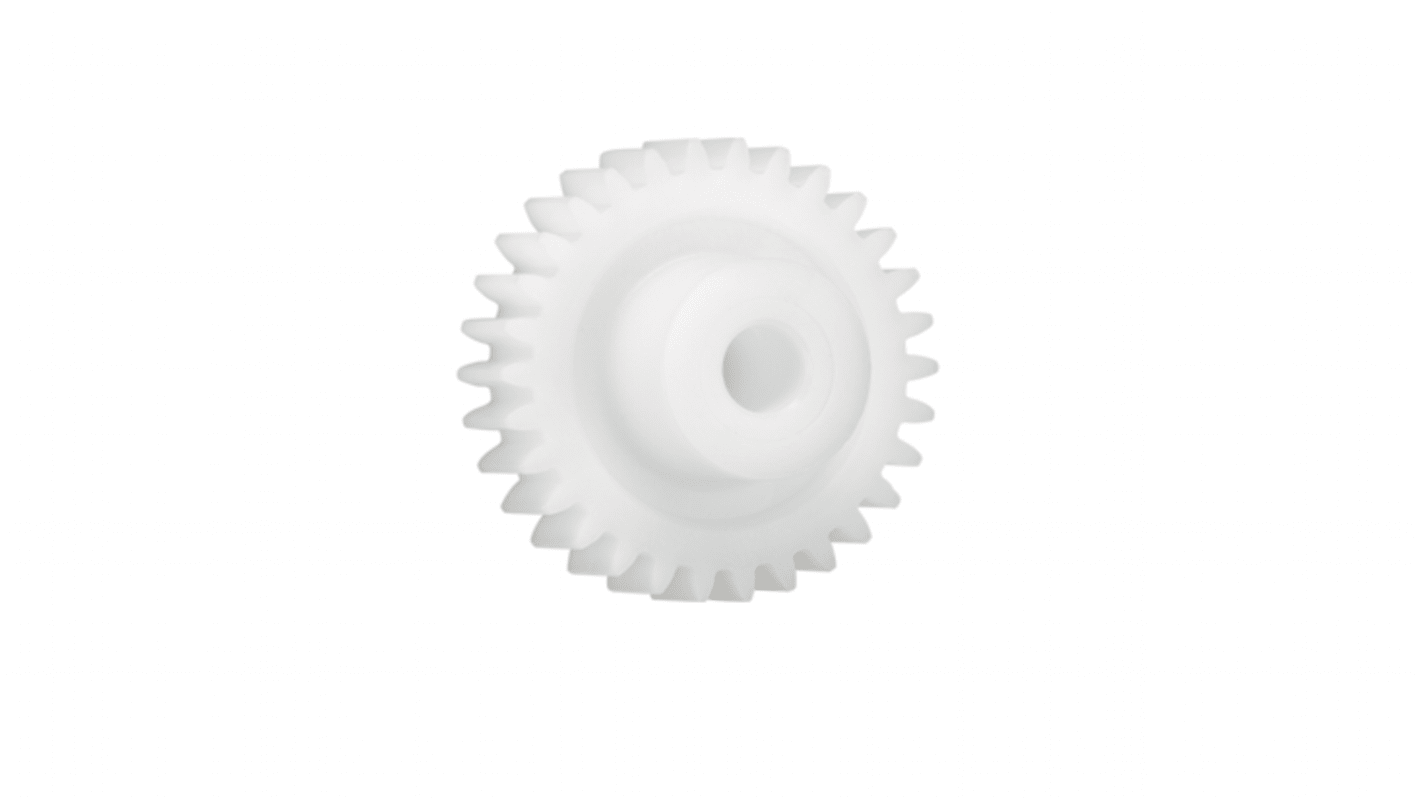 Ingranaggio cilindrico Igus, modulo 1, 52 denti, passo Ø 52mm, semigiunto Ø 21mm, foro Ø 8mm, in Iguform S270