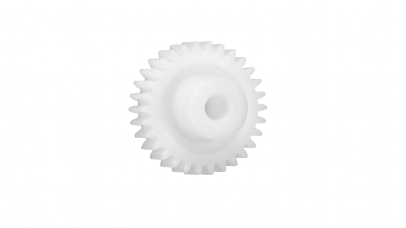 Ingranaggio cilindrico Igus, modulo 1, 55 denti, passo Ø 55mm, semigiunto Ø 21mm, foro Ø 8mm, in Iguform S270