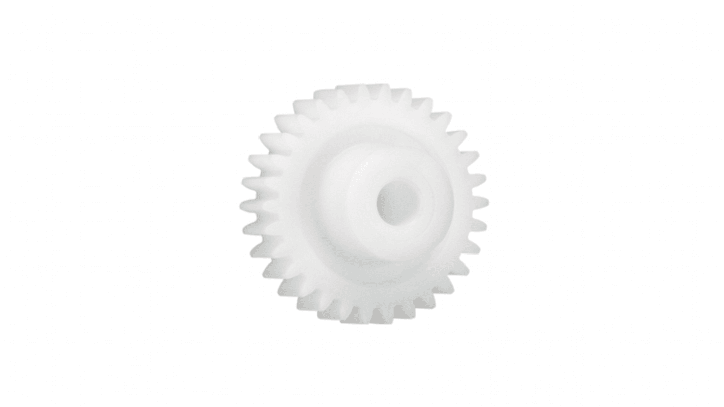 Ingranaggio cilindrico Igus, modulo 1, 56 denti, passo Ø 56mm, semigiunto Ø 21mm, foro Ø 8mm, in Iguform S270