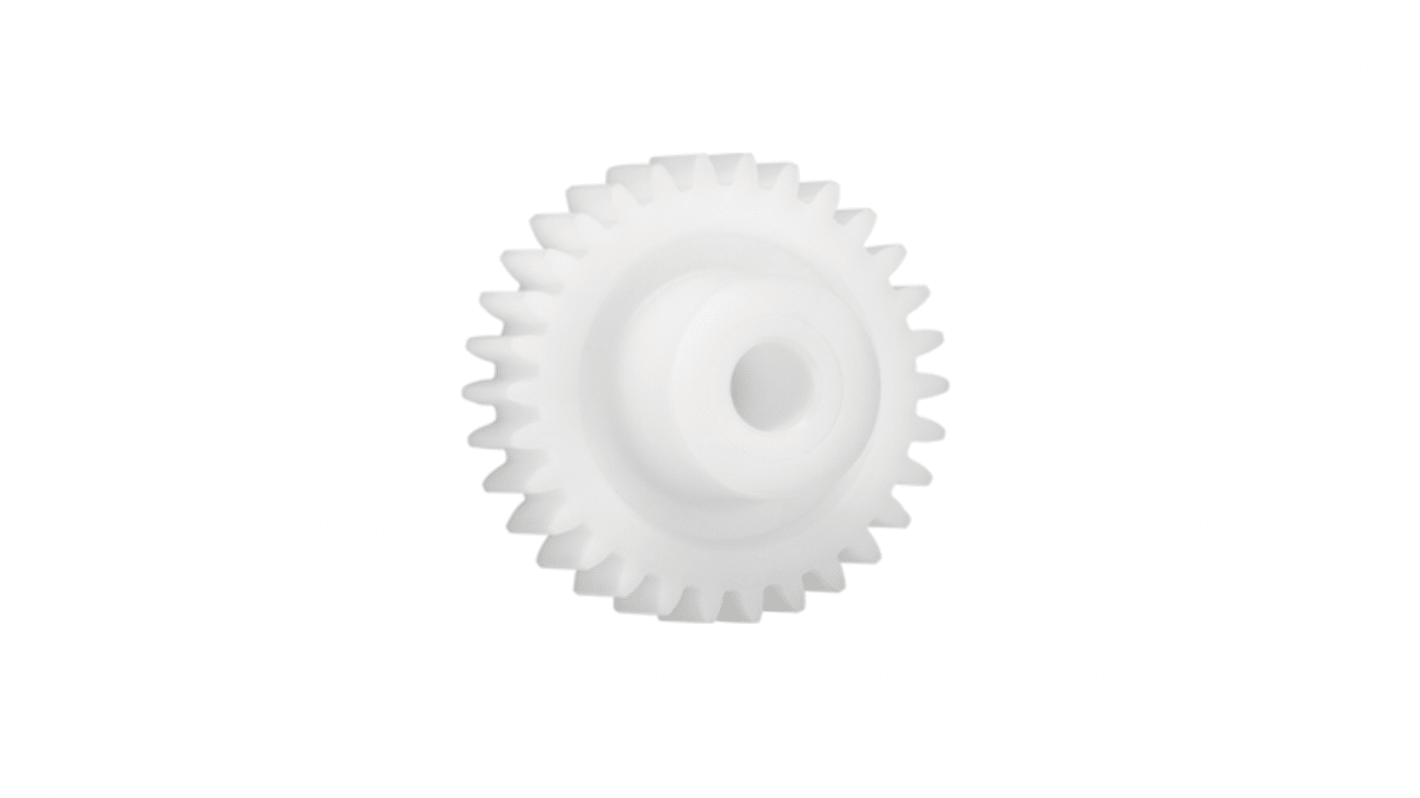 Ingranaggio cilindrico Igus, modulo 1, 64 denti, passo Ø 64mm, semigiunto Ø 21mm, foro Ø 10mm, in Iguform S270