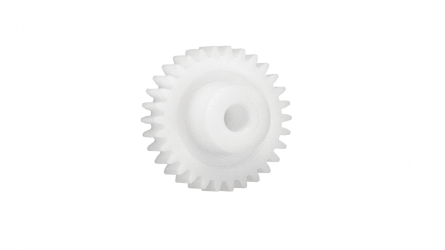 Ingranaggio cilindrico Igus, modulo 1, 72 denti, passo Ø 72mm, semigiunto Ø 21mm, foro Ø 10mm, in Iguform S270