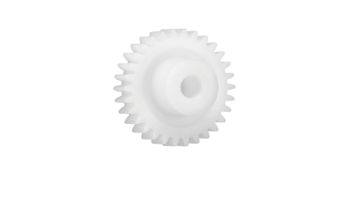 Ingranaggio cilindrico Igus, modulo 1, 85 denti, passo Ø 85mm, semigiunto Ø 21mm, foro Ø 10mm, in Iguform S270