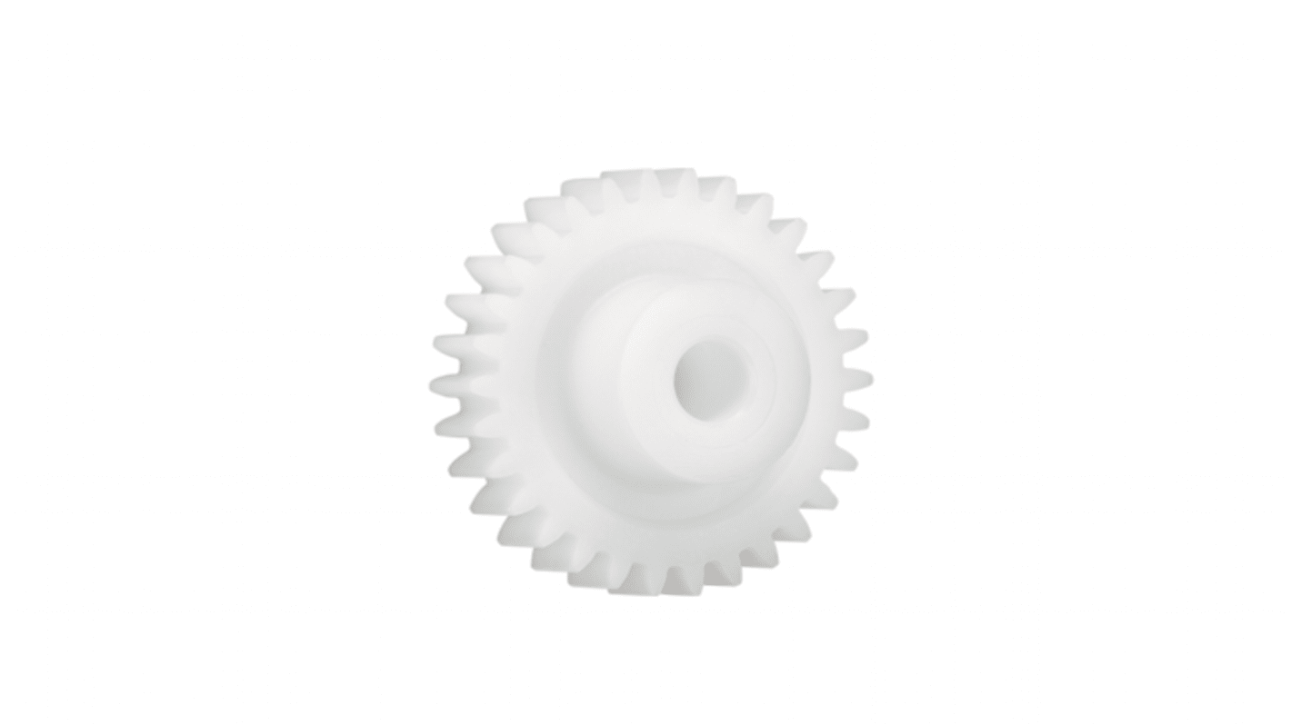 Ingranaggio cilindrico Igus, modulo 1.25, 20 denti, passo Ø 25mm, semigiunto Ø 12mm, foro Ø 5mm, in Iguform S270