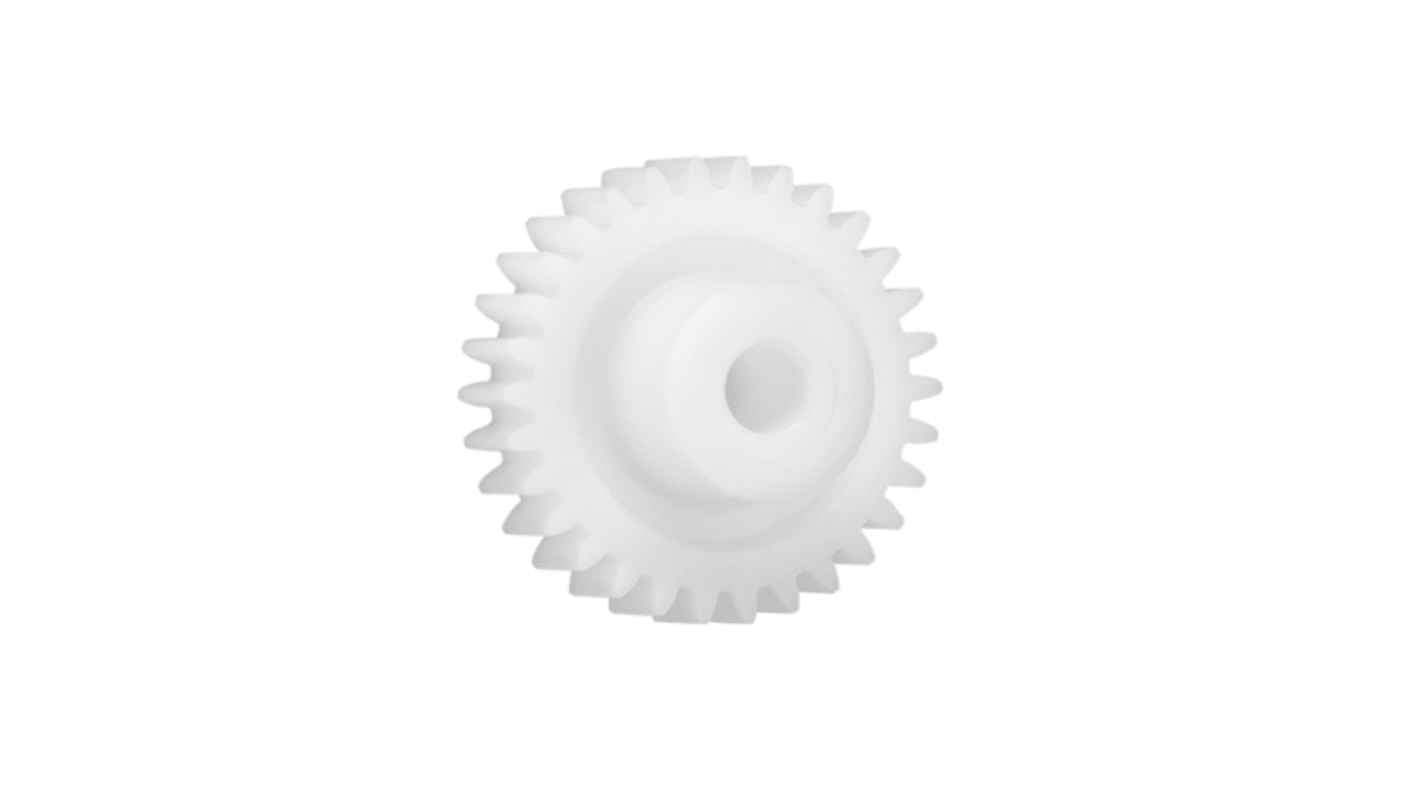 Ingranaggio cilindrico Igus, modulo 1.25, 24 denti, passo Ø 30mm, semigiunto Ø 15mm, foro Ø 6mm, in Iguform S270