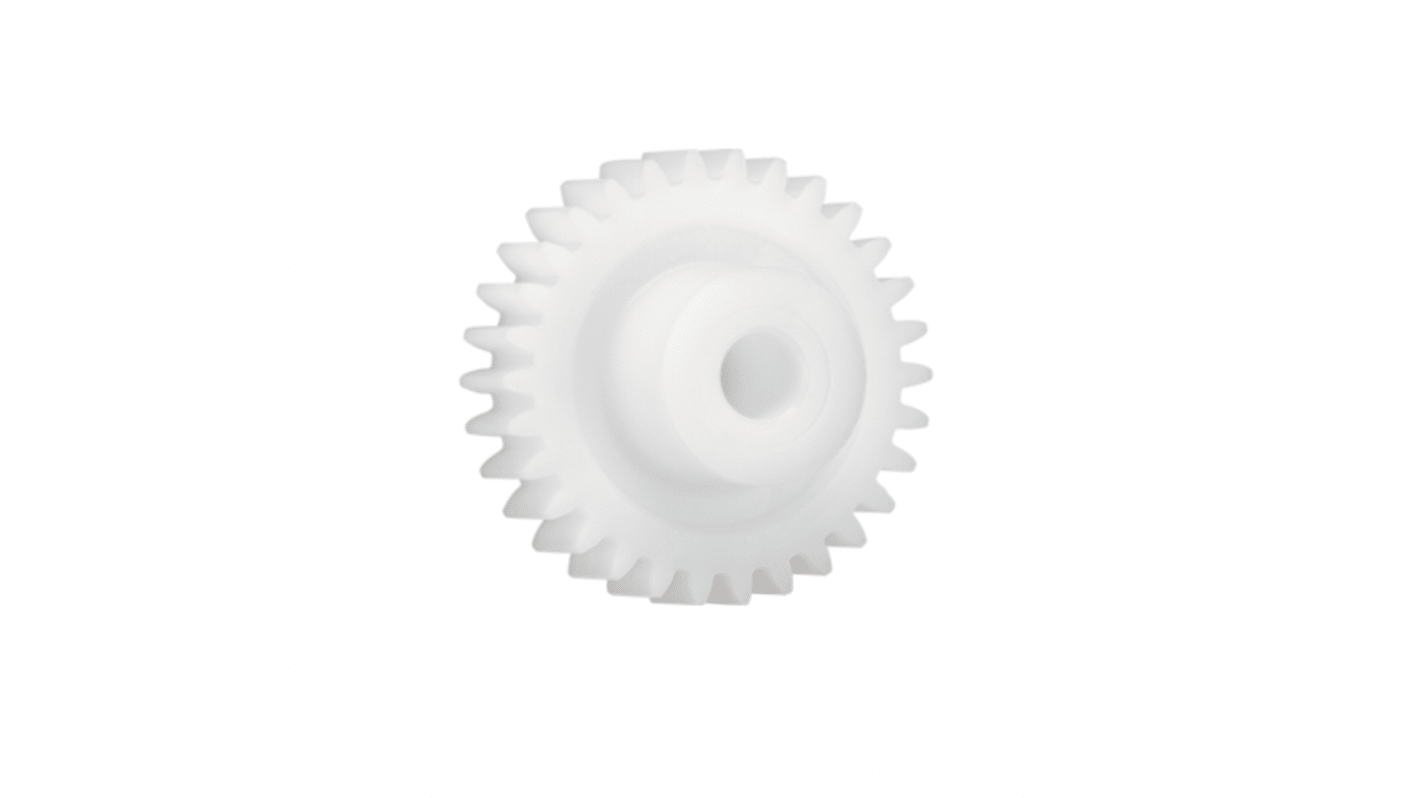 Ingranaggio cilindrico Igus, modulo 1.25, 36 denti, passo Ø 45mm, semigiunto Ø 18mm, foro Ø 8mm, in Iguform S270