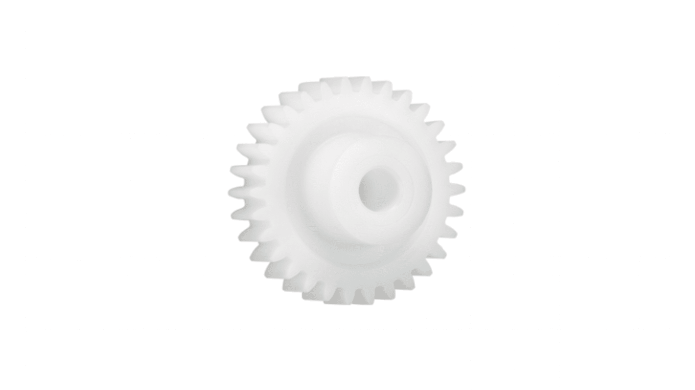 Ingranaggio cilindrico Igus, modulo 1.25, 52 denti, passo Ø 65mm, semigiunto Ø 21mm, foro Ø 10mm, in Iguform S270