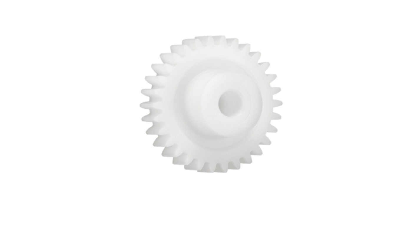 Ingranaggio cilindrico Igus, modulo 1.25, 55 denti, passo Ø 68.75mm, semigiunto Ø 21mm, foro Ø 10mm, in Iguform S270