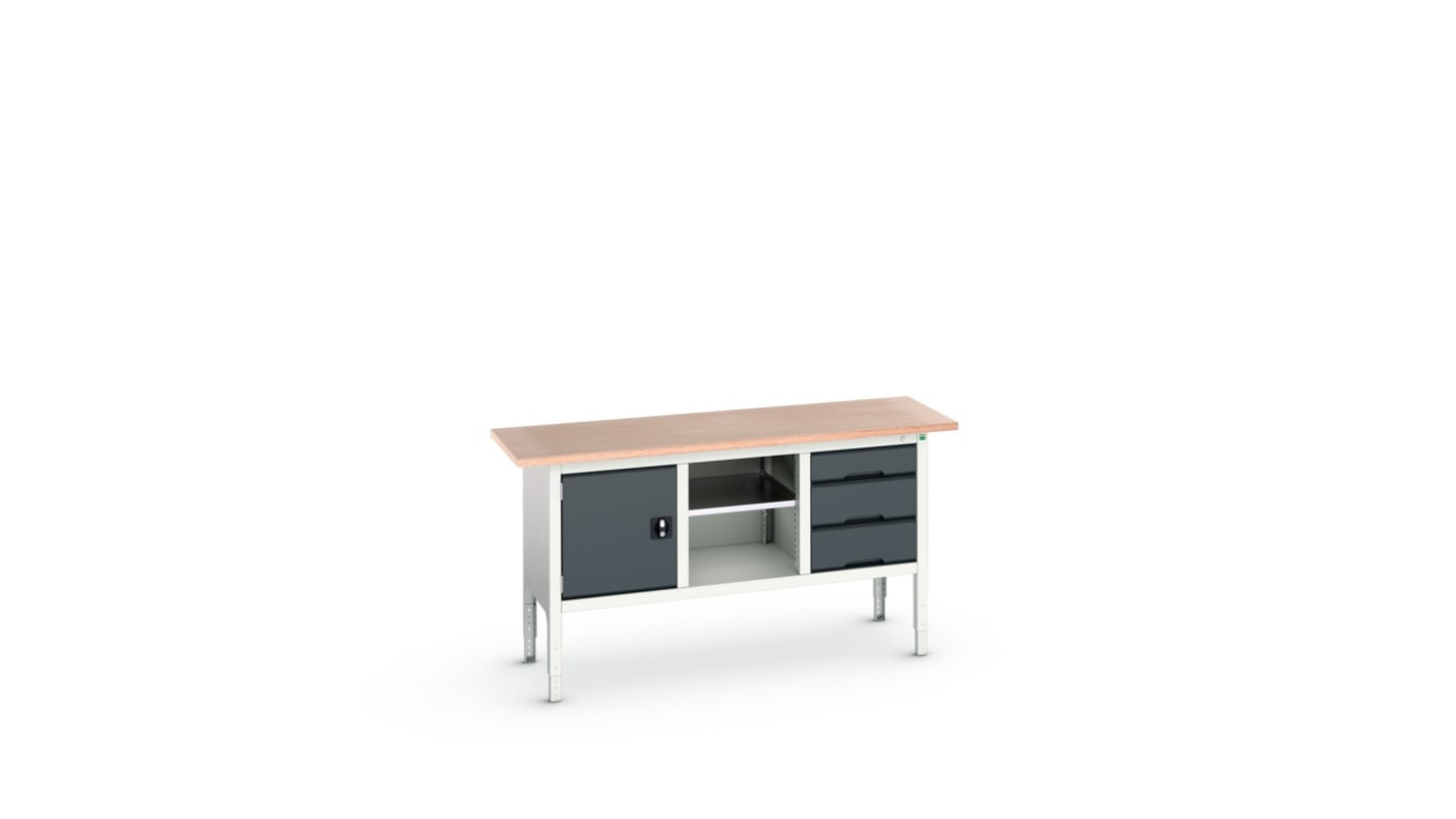 Bott Portable Steel Workbench, 75kg Max Load, Adjustable Height, 830 → 930mm x 1750mm x 600mm