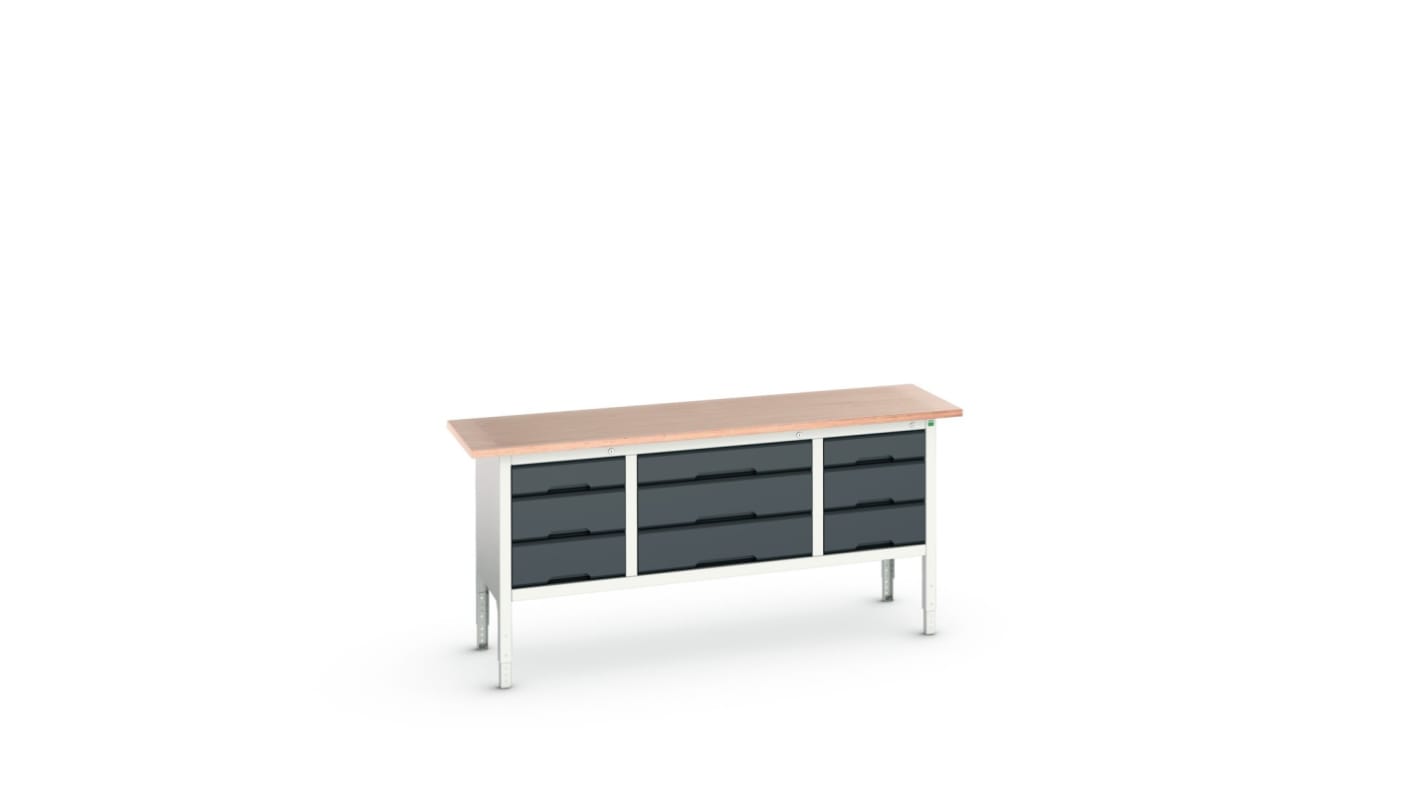 Bott Portable Steel Workbench, 75kg Max Load, Adjustable Height, 830 → 930mm x 2000mm x 600mm