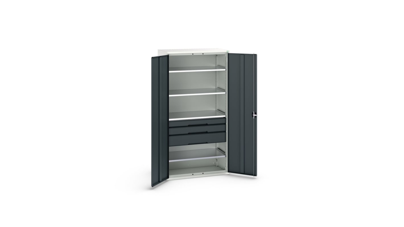 Bott 2 Door, 3 Drawer Sheet Steel Floor Standing Cupboard, 1050 x 550 x 2000mm