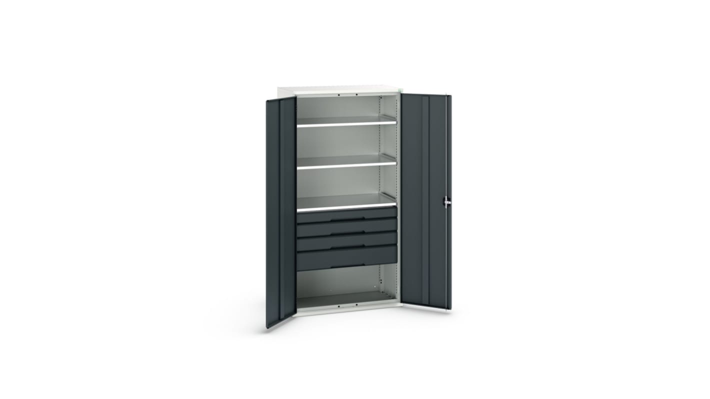 Bott 2 Door, 4 Drawer Sheet Steel Floor Standing Cupboard, 1050 x 550 x 2000mm