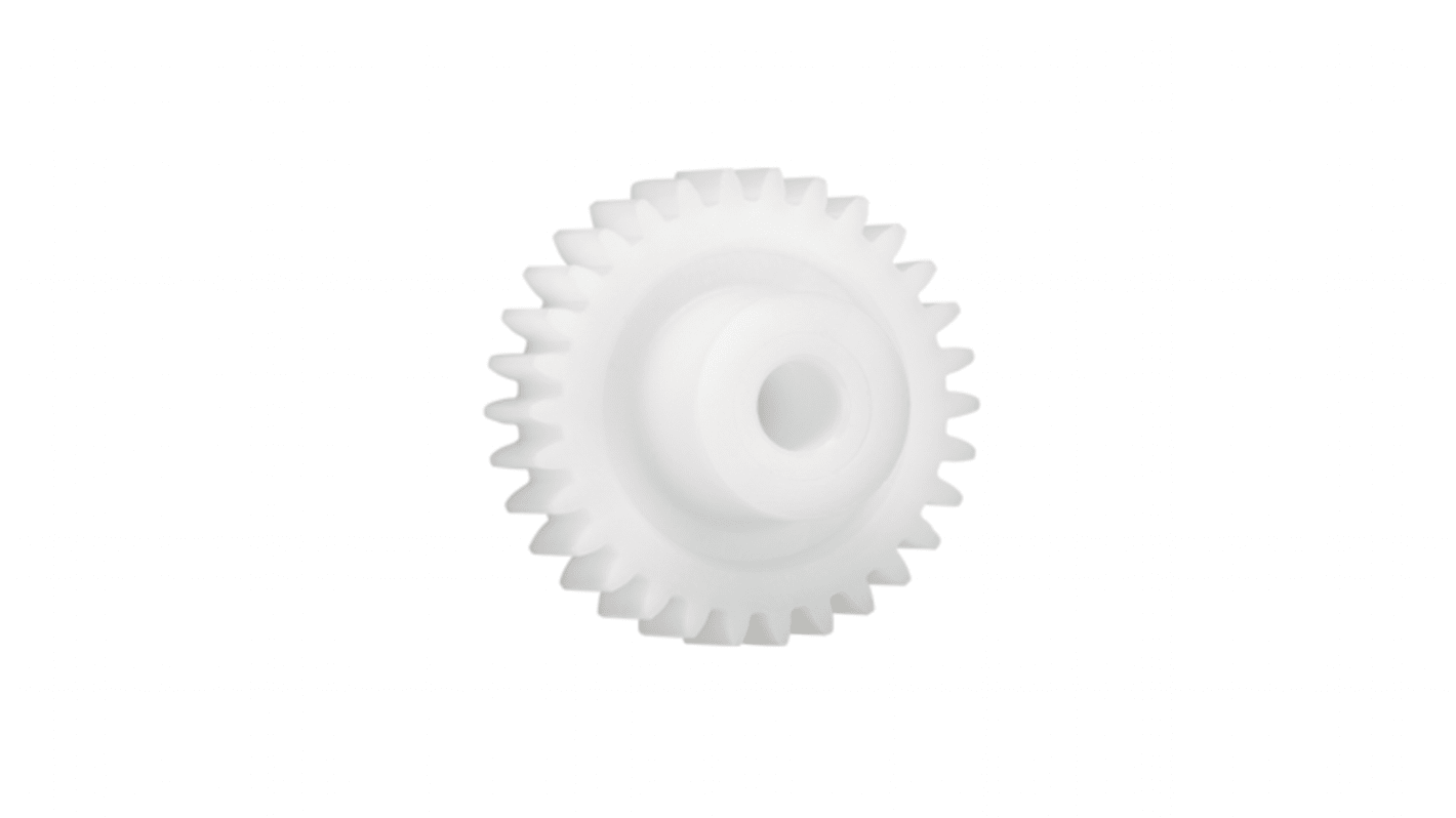 Ingranaggio cilindrico Igus, modulo 1.5, 15 denti, passo Ø 22.5mm, semigiunto Ø 14mm, foro Ø 6mm, in Iguform S270