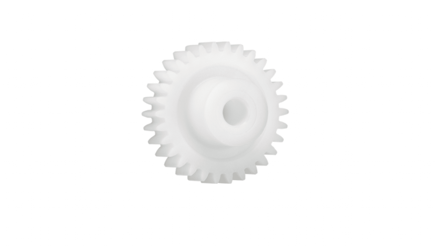 Ingranaggio cilindrico Igus, modulo 1.5, 21 denti, passo Ø 31.5mm, semigiunto Ø 17mm, foro Ø 8mm, in Iguform S270