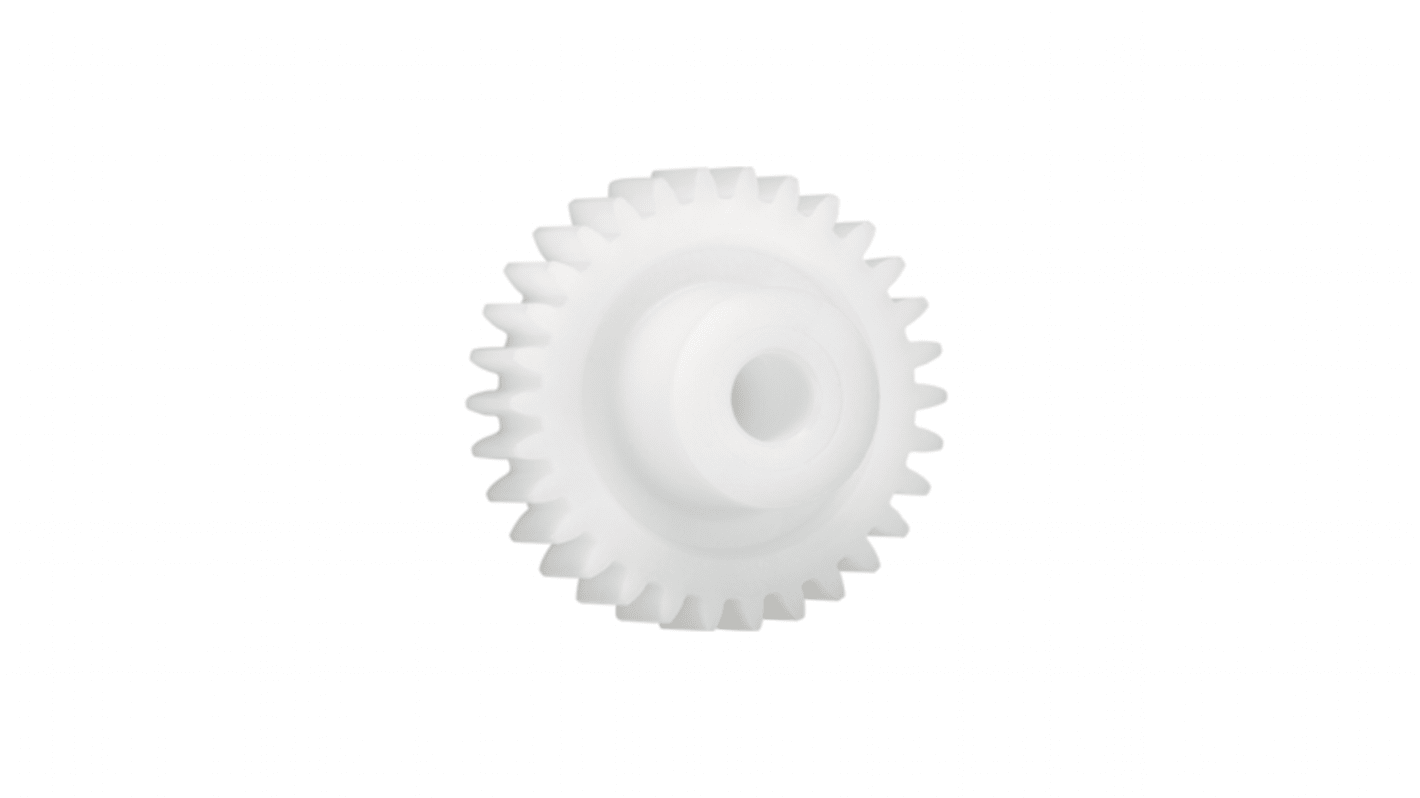 Ingranaggio cilindrico Igus, modulo 1.5, 23 denti, passo Ø 34.5mm, semigiunto Ø 17mm, foro Ø 8mm, in Iguform S270