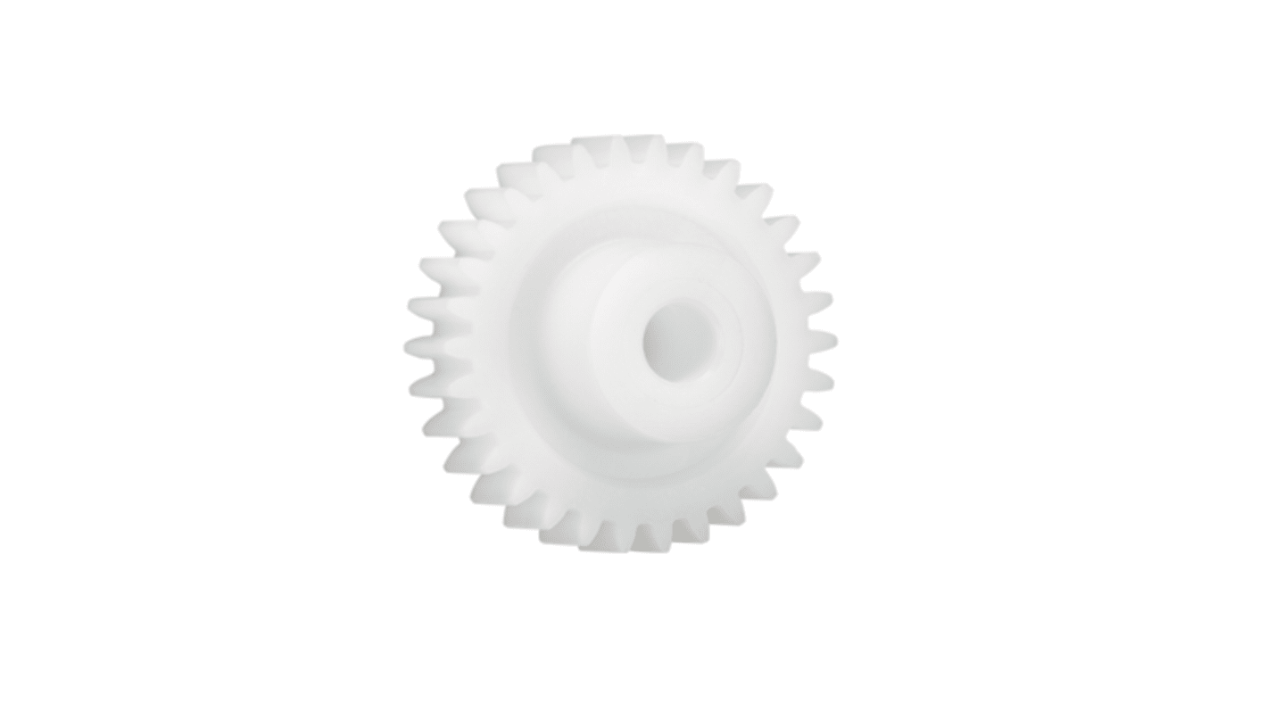 Ingranaggio cilindrico Igus, modulo 1.5, 28 denti, passo Ø 42mm, semigiunto Ø 19mm, foro Ø 8mm, in Iguform S270