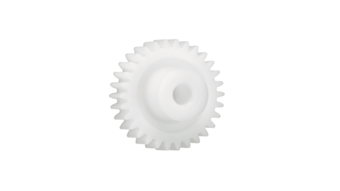 Ingranaggio cilindrico Igus, modulo 1.5, 54 denti, passo Ø 81mm, semigiunto Ø 27mm, foro Ø 12mm, in Iguform S270