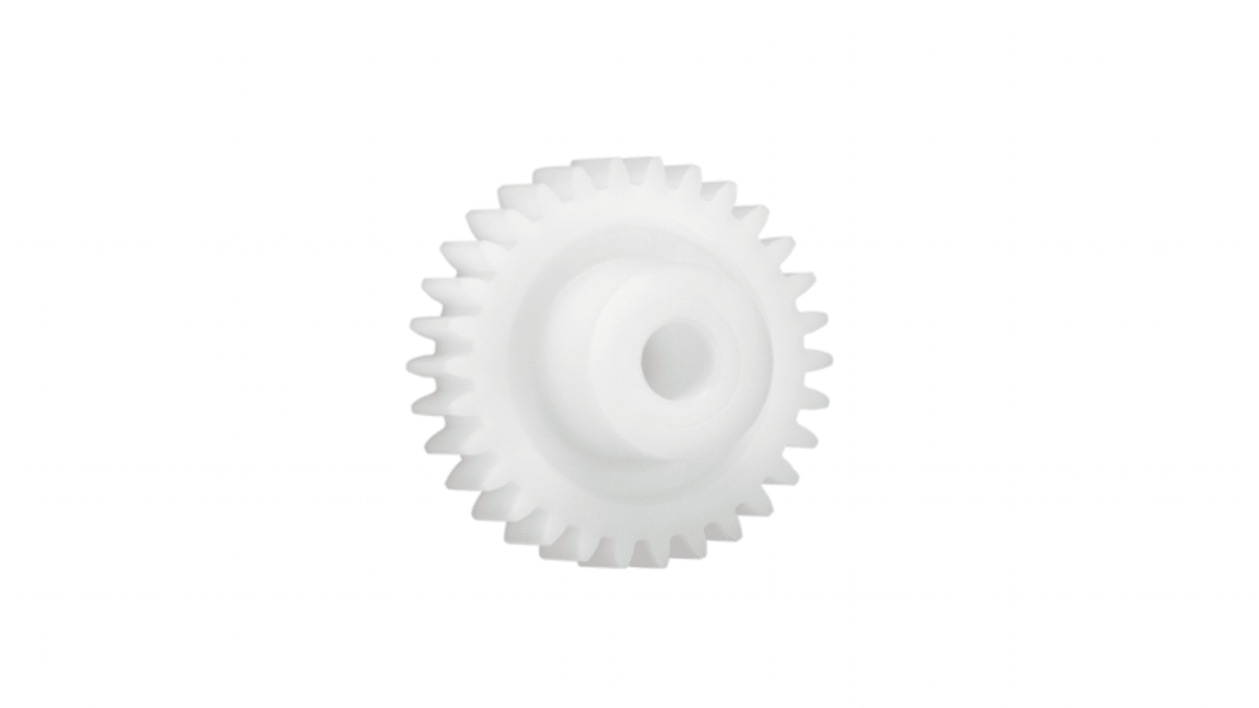 Ingranaggio cilindrico Igus, modulo 1.5, 55 denti, passo Ø 82.5mm, semigiunto Ø 27mm, foro Ø 12mm, in Iguform S270