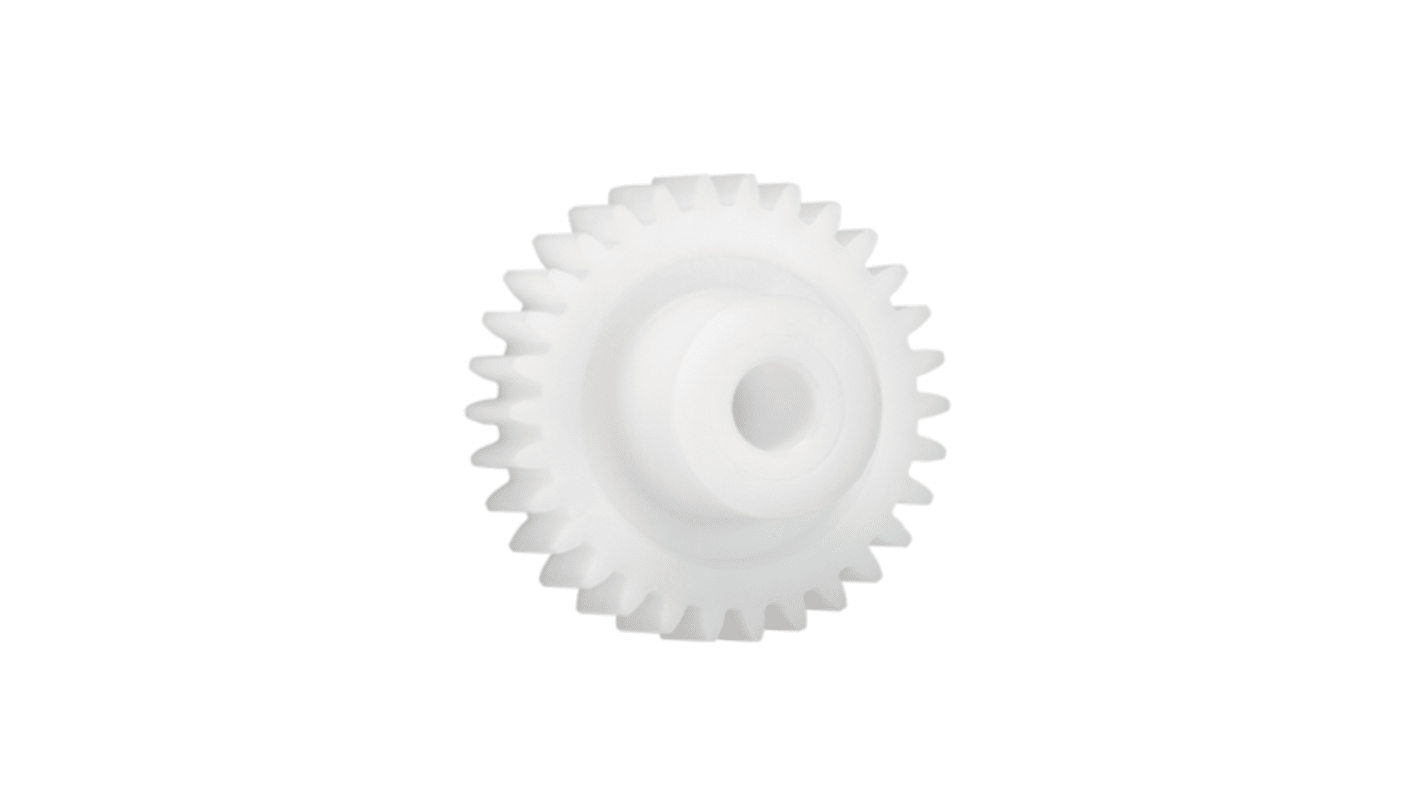 Ingranaggio cilindrico Igus, modulo 1.5, 60 denti, passo Ø 90mm, semigiunto Ø 27mm, foro Ø 12mm, in Iguform S270