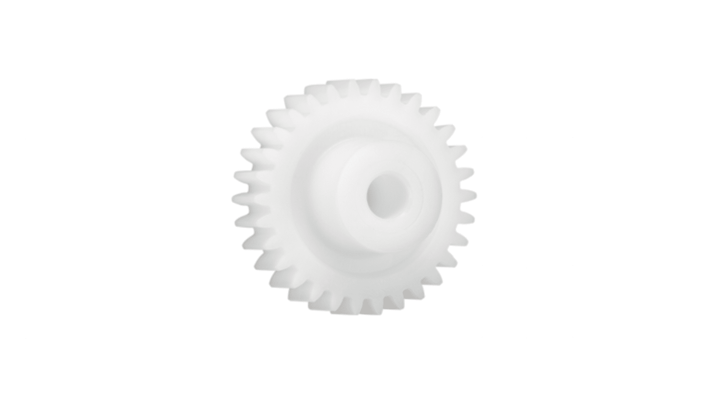 Ingranaggio cilindrico Igus, modulo 1.5, 90 denti, passo Ø 135mm, semigiunto Ø 30mm, foro Ø 14mm, in Iguform S270