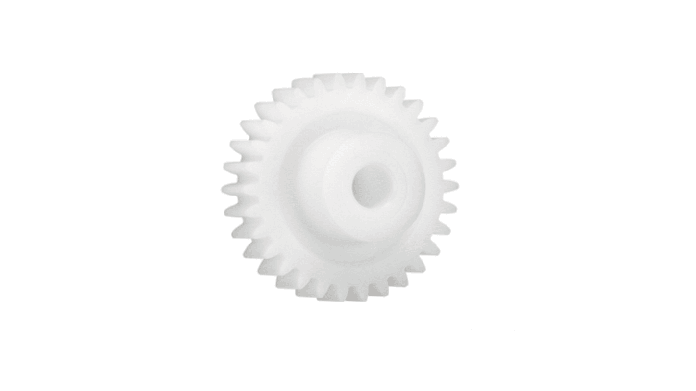 Ingranaggio cilindrico Igus, modulo 2, 16 denti, passo Ø 32mm, semigiunto Ø 17.5mm, foro Ø 8mm, in Iguform S270