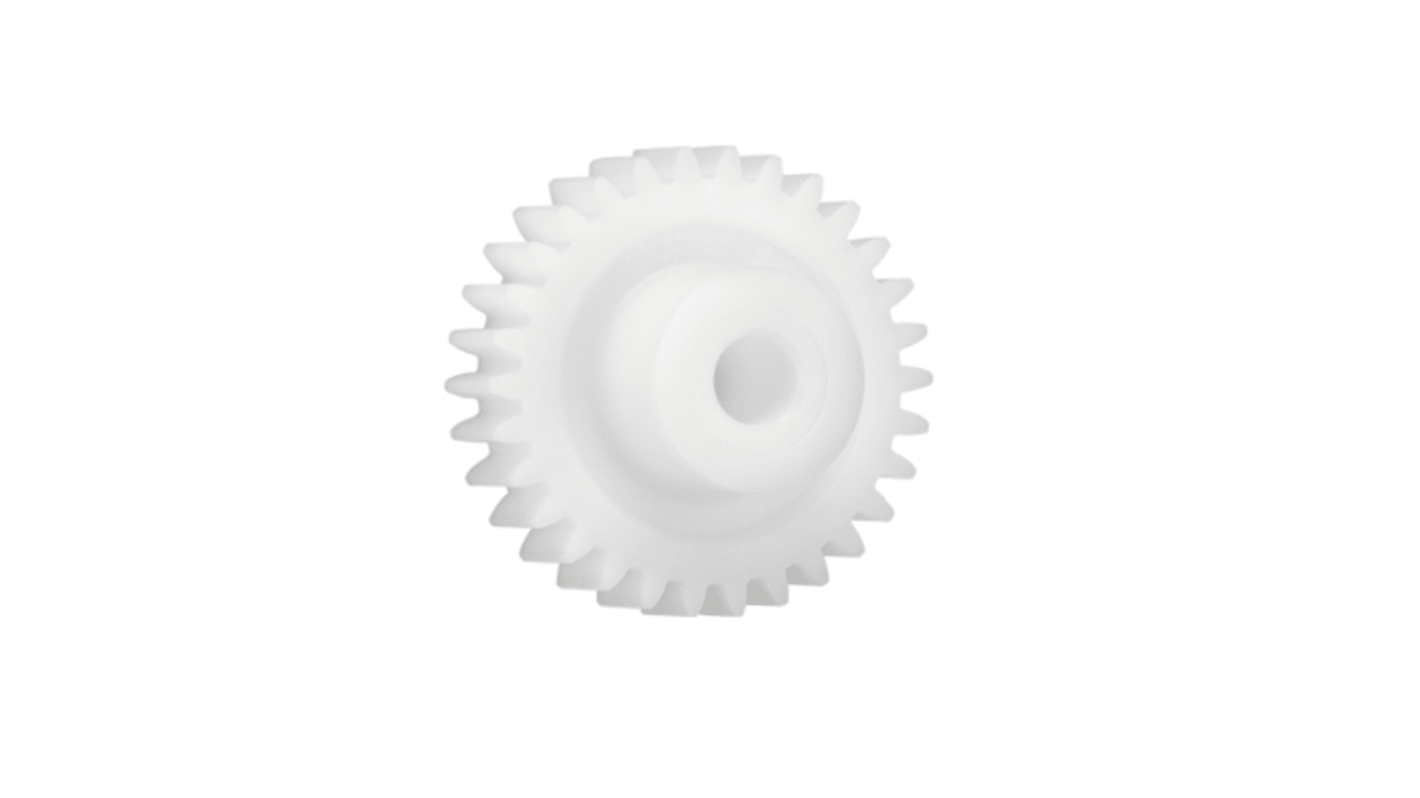 Ingranaggio cilindrico Igus, modulo 2, 21 denti, passo Ø 42mm, semigiunto Ø 20mm, foro Ø 10mm, in Iguform S270