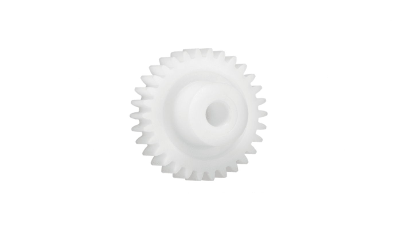 Ingranaggio cilindrico Igus, modulo 2, 28 denti, passo Ø 56mm, semigiunto Ø 24mm, foro Ø 10mm, in Iguform S270