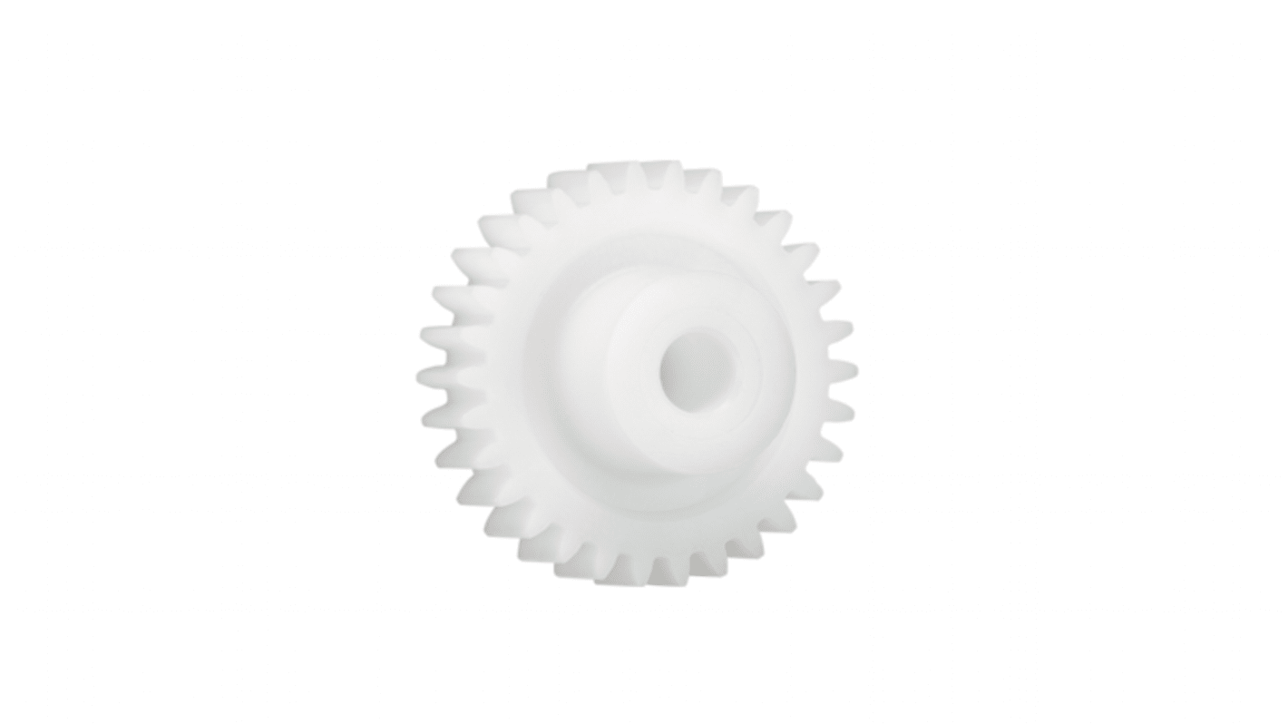 Ingranaggio cilindrico Igus, modulo 2, 32 denti, passo Ø 64mm, semigiunto Ø 26mm, foro Ø 10mm, in Iguform S270