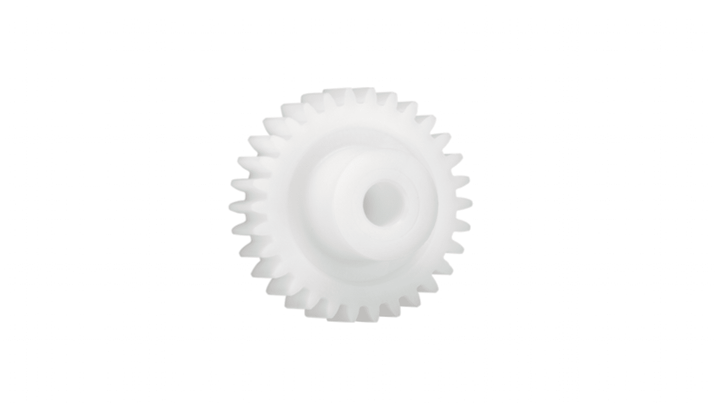 Ingranaggio cilindrico Igus, modulo 2, 38 denti, passo Ø 76mm, semigiunto Ø 26mm, foro Ø 12mm, in Iguform S270