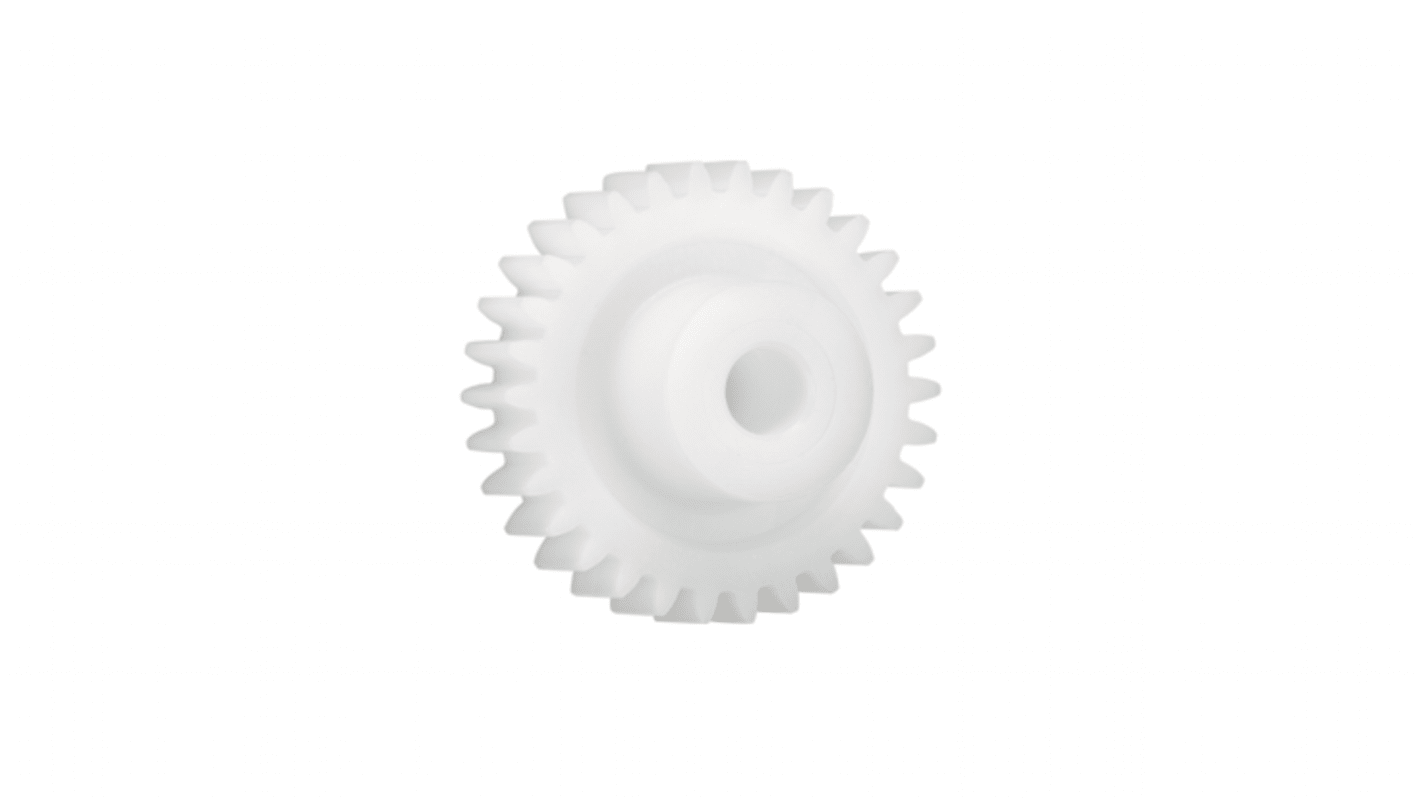 Ingranaggio cilindrico Igus, modulo 2.5, 16 denti, passo Ø 40mm, semigiunto Ø 20mm, foro Ø 10mm, in Iguform S270