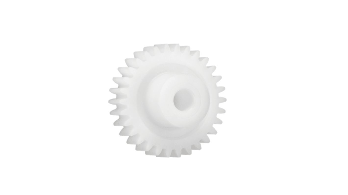 Ingranaggio cilindrico Igus, modulo 2, 17 denti, passo Ø 42.5mm, semigiunto Ø 20mm, foro Ø 10mm, in Iguform S270