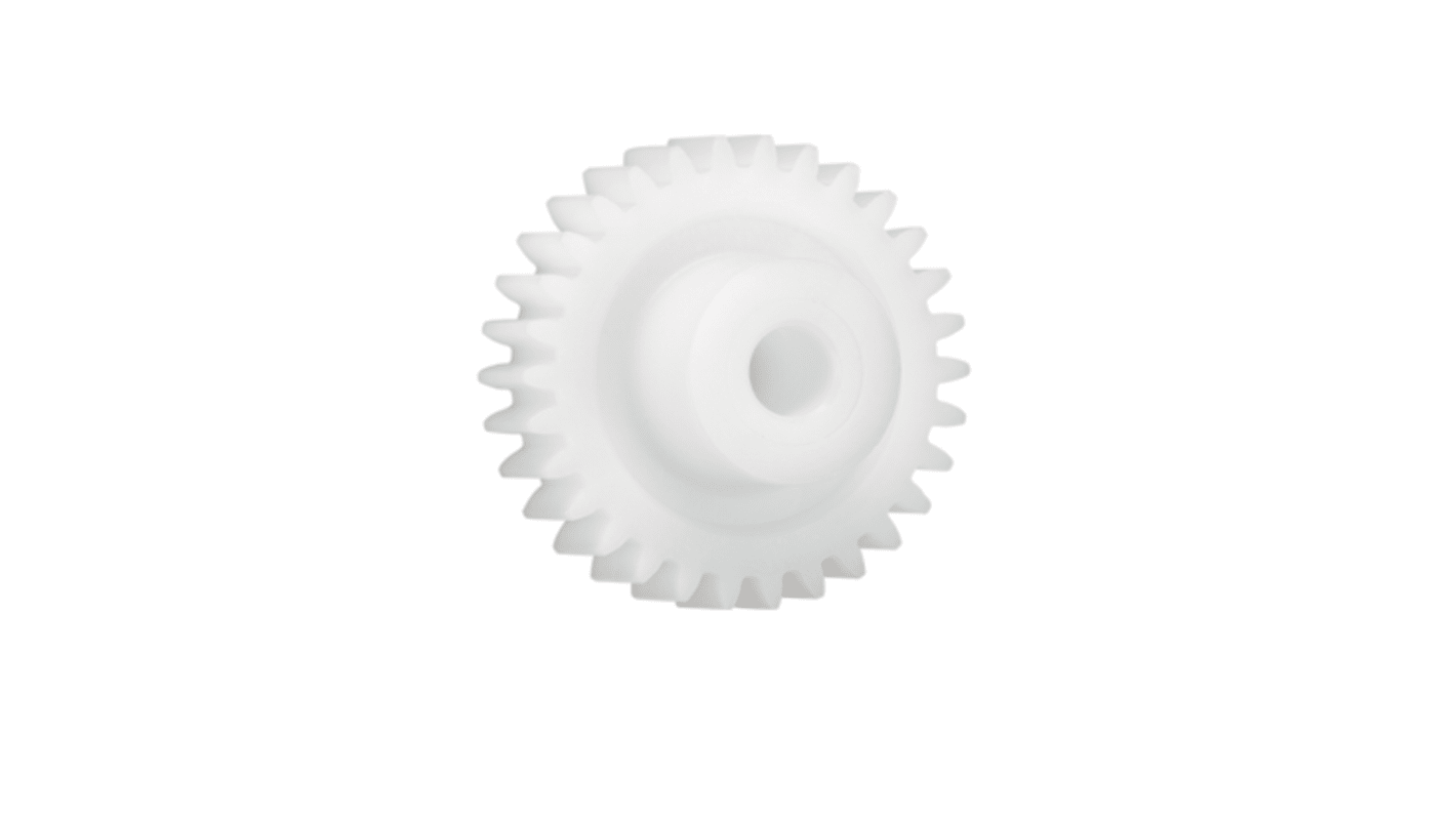 Ingranaggio cilindrico Igus, modulo 2.5, 18 denti, passo Ø 45mm, semigiunto Ø 20mm, foro Ø 10mm, in Iguform S270
