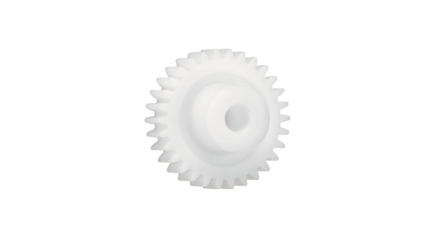 Ingranaggio cilindrico Igus, modulo 2.5, 28 denti, passo Ø 70mm, semigiunto Ø 24mm, foro Ø 12mm, in Iguform S270