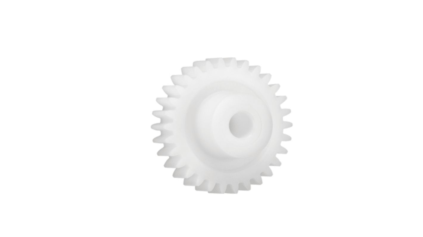 Ingranaggio cilindrico Igus, modulo 2.5, 32 denti, passo Ø 80mm, semigiunto Ø 30mm, foro Ø 14mm, in Iguform S270