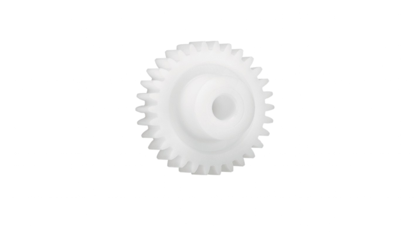 Ingranaggio cilindrico Igus, modulo 2.5, 35 denti, passo Ø 87.5mm, semigiunto Ø 30mm, foro Ø 14mm, in Iguform S270