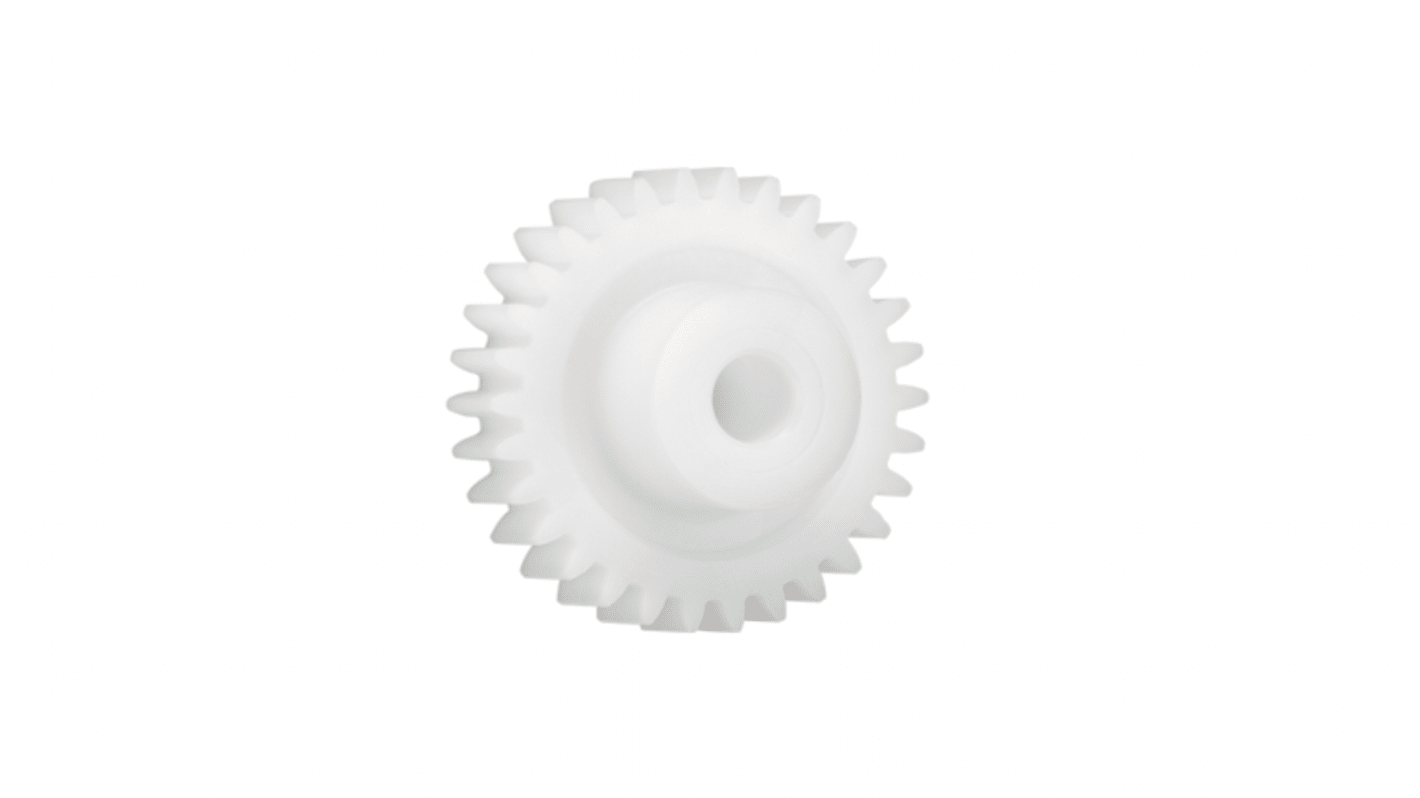 Ingranaggio cilindrico Igus, modulo 2.5, 36 denti, passo Ø 90mm, semigiunto Ø 30mm, foro Ø 14mm, in Iguform S270