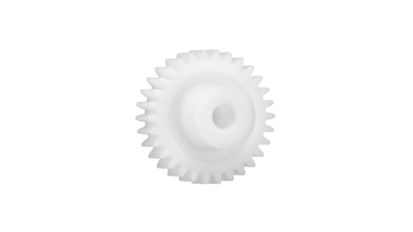 Ingranaggio cilindrico Igus, modulo 3, 18 denti, passo Ø 54mm, semigiunto Ø 24mm, foro Ø 12mm, in Iguform S270