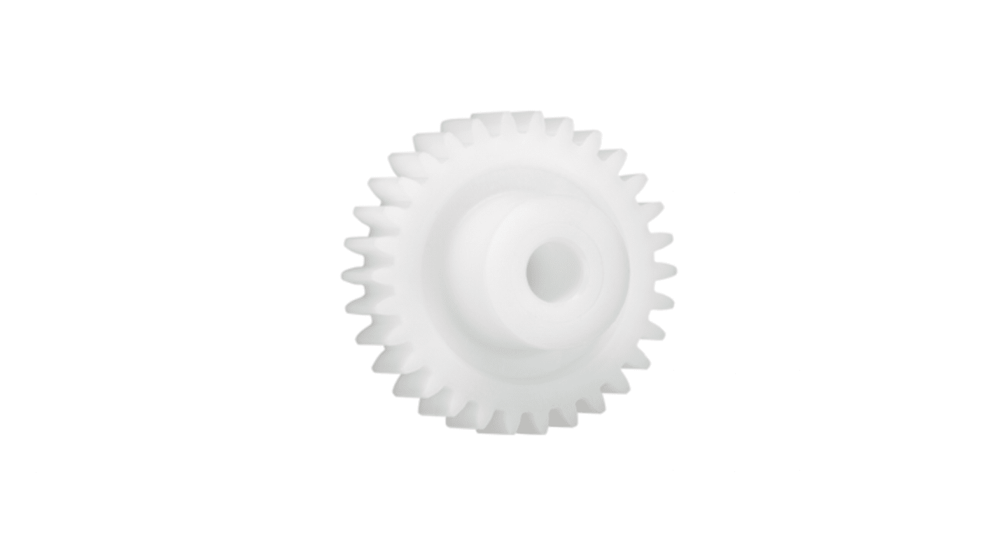 Ingranaggio cilindrico Igus, modulo 3, 30 denti, passo Ø 90mm, semigiunto Ø 28mm, foro Ø 14mm, in Iguform S270