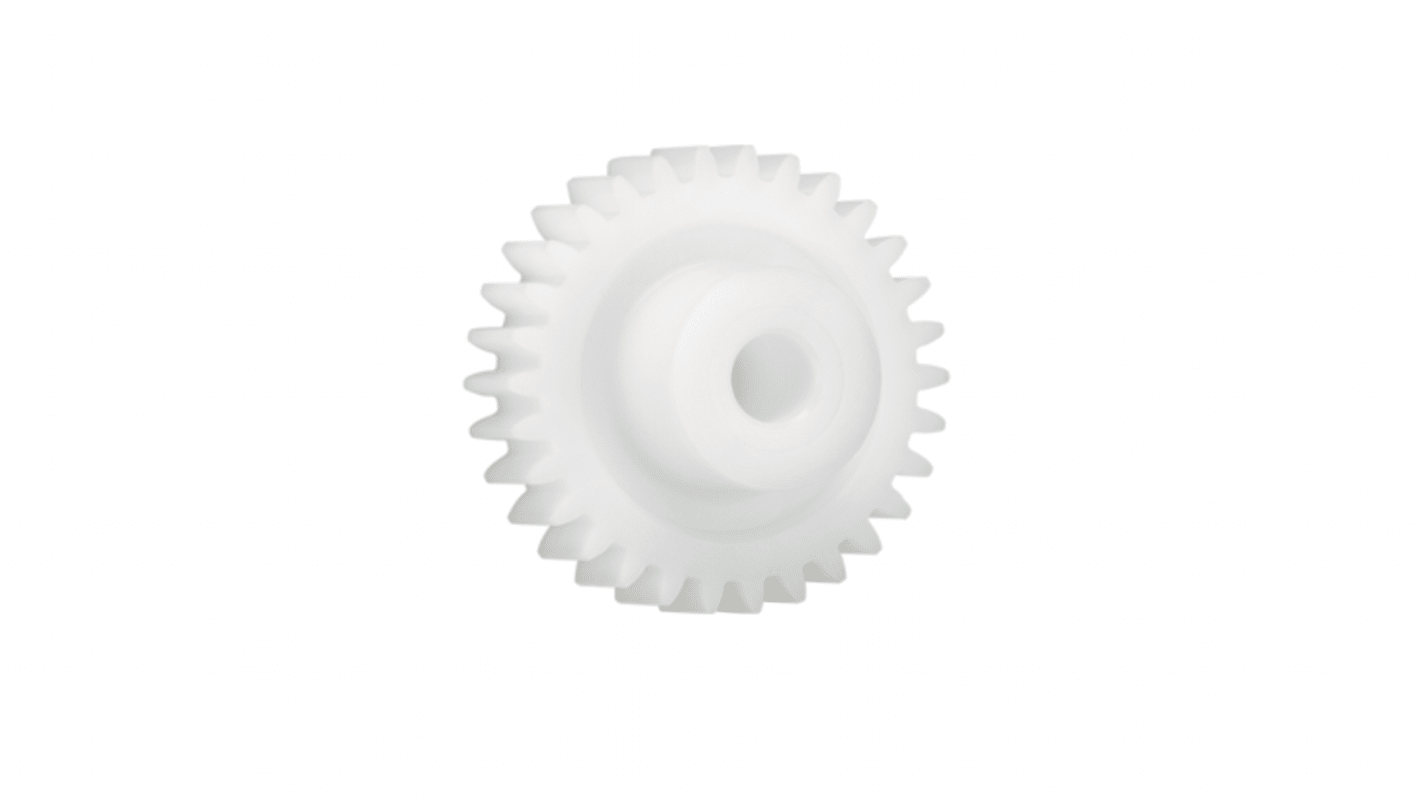 Ingranaggio cilindrico Igus, modulo 3, 38 denti, passo Ø 114mm, semigiunto Ø 32mm, foro Ø 16mm, in Iguform S270