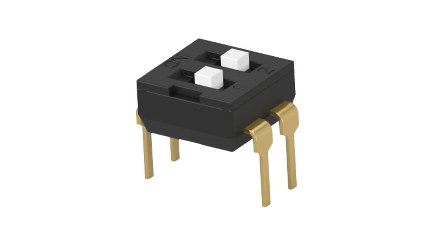 TE Connectivity THT DIP-Schalter Verlängert 2-stellig, 1-poliger Ein/Ausschalter Kupfer 24A, bis +85°C