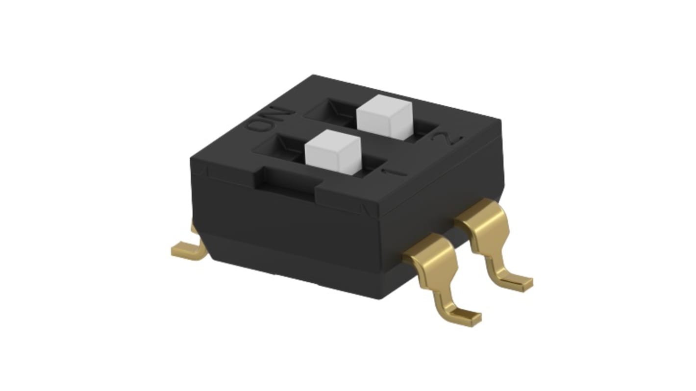 TE Connectivity DIP-Schalter Verlängert 2-stellig, 1-poliger Ein/Ausschalter Kupfer 24A, bis +85°C