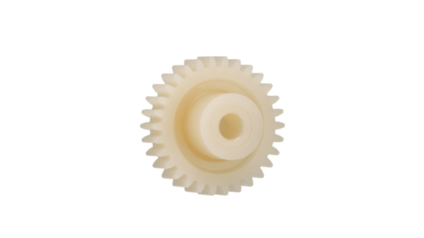 Igus Iguform S270 19 Teeth Spur Gear, 0.5 Module, 4mm Bore Diam, 9.5mm Pitch Diam, 7.8mm Hub Diam