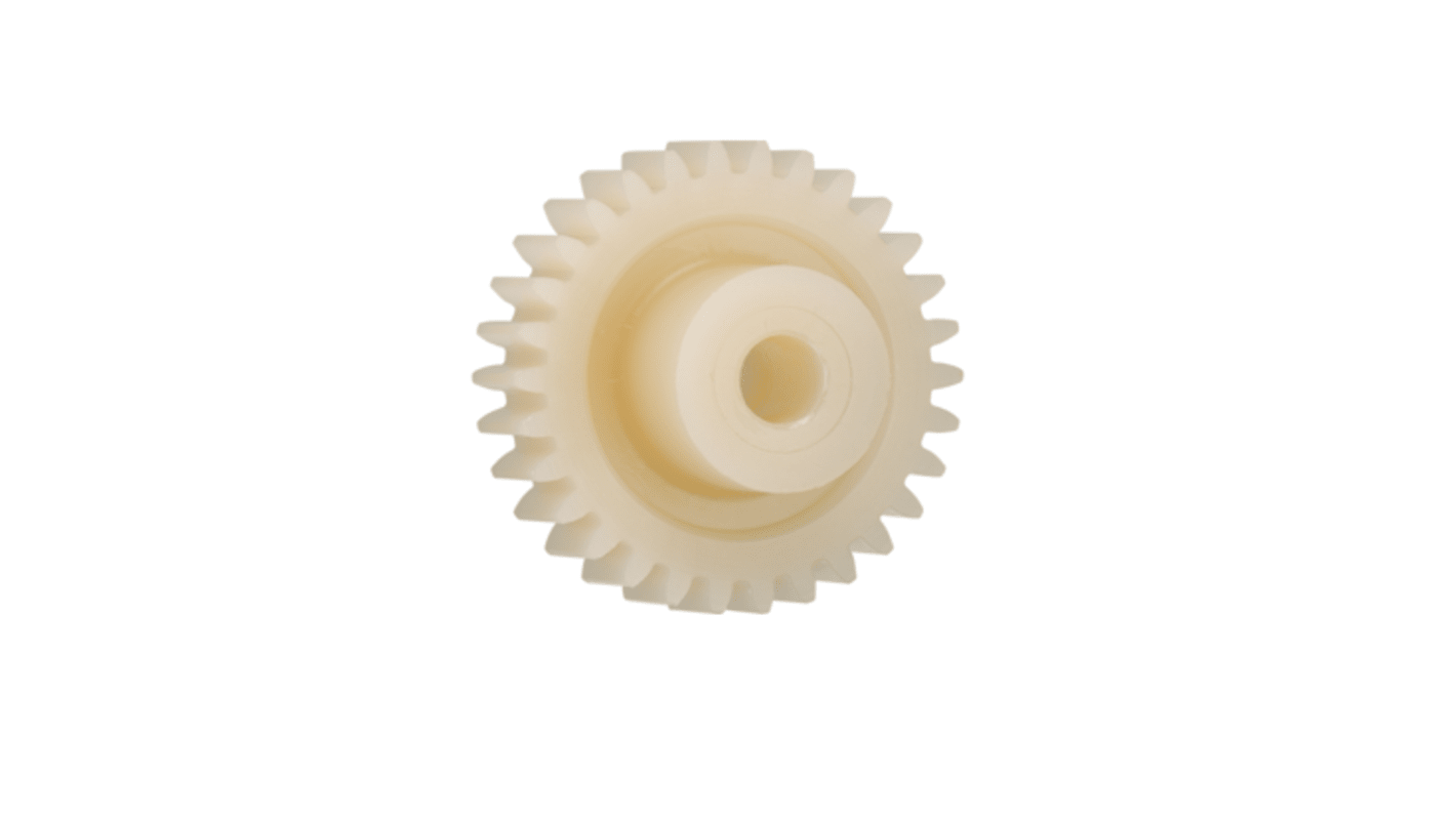 Igus Iguform S270 50 Teeth Spur Gear, 0.5 Module, 6mm Bore Diam, 25mm Pitch Diam, 15mm Hub Diam