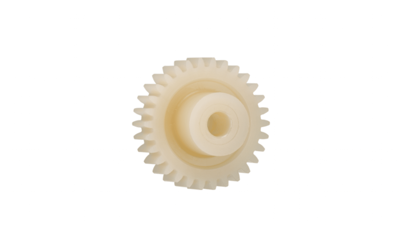 Igus Iguform S270 27 Teeth Spur Gear, 0.7 Module, 6mm Bore Diam, 18.9mm Pitch Diam, 9mm Hub Diam