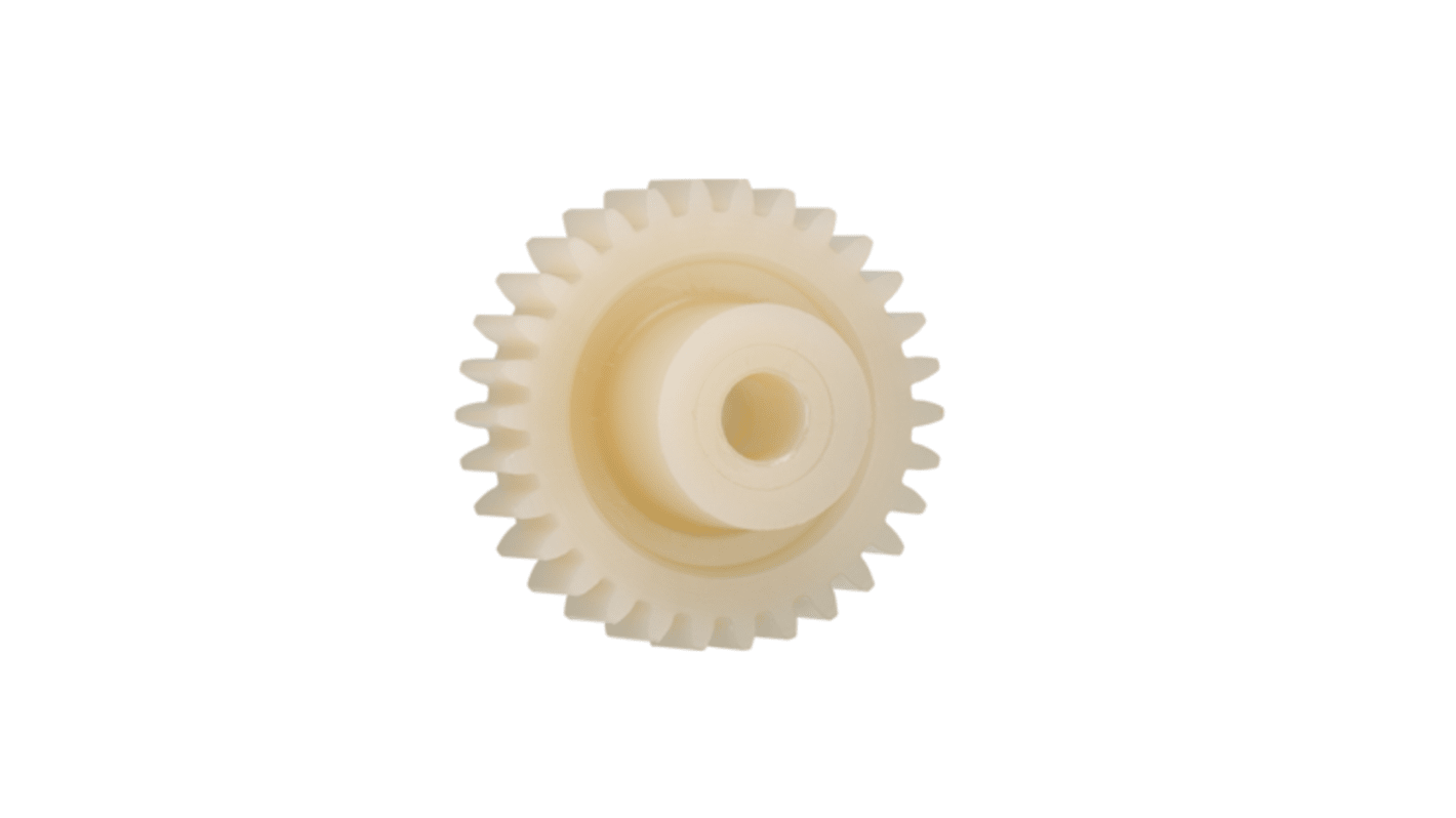 Igus Igutek P360 27 Teeth Spur Gear, 1 Module, 6mm Bore Diam, 27mm Pitch Diam, 15mm Hub Diam