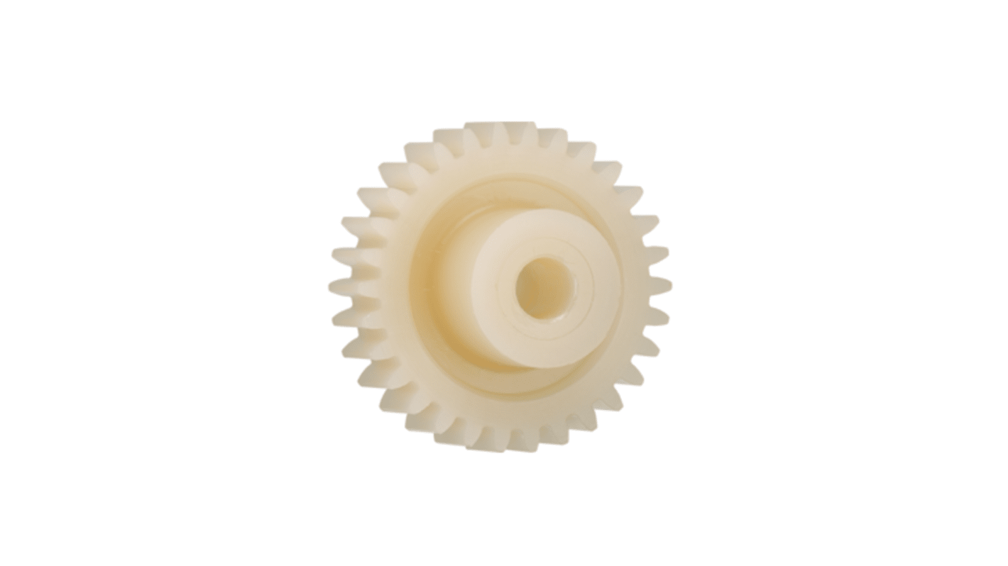 Ingranaggio cilindrico Igus, modulo 2.5, 13 denti, passo Ø 32.5mm, semigiunto Ø 20mm, foro Ø 10mm, in Igutek P360