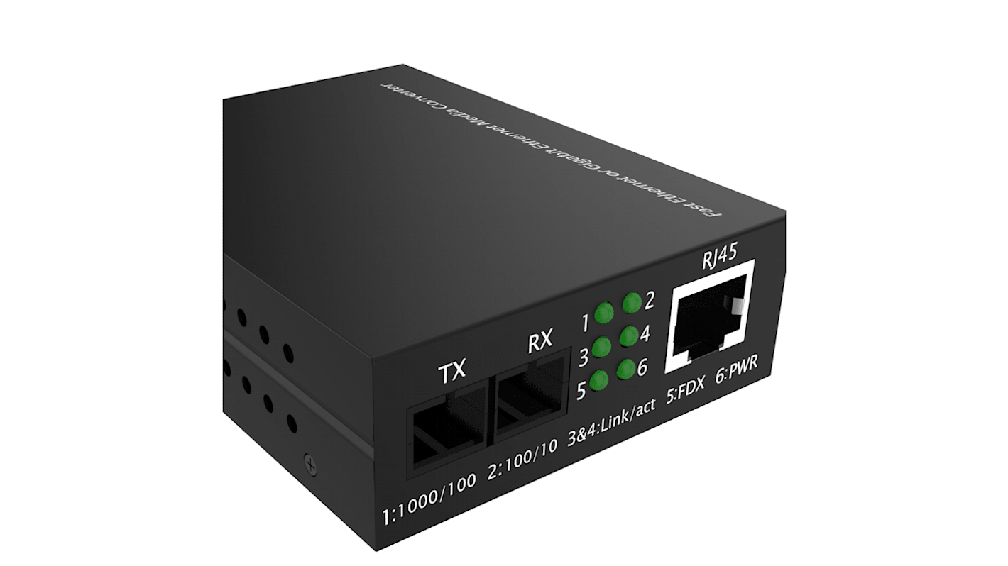 RJ45, ST Ethernet Media Converter, Single Mode, 10/100Mbit/s, Half/Full Duplex 30km