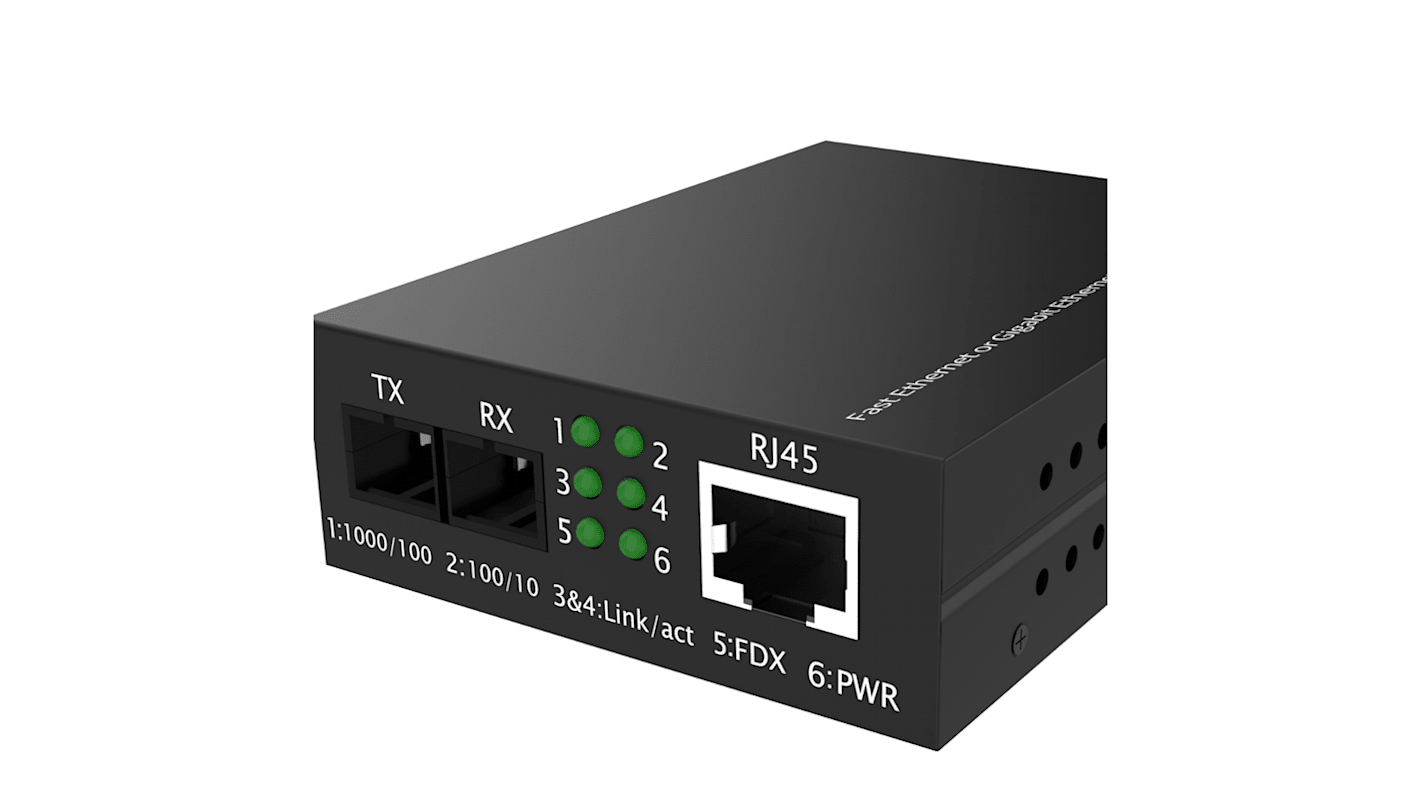 RS PRO RJ45, ST Ethernet Media Converter, Multi Mode, 10/100Mbit/s, Half/Full Duplex 2km